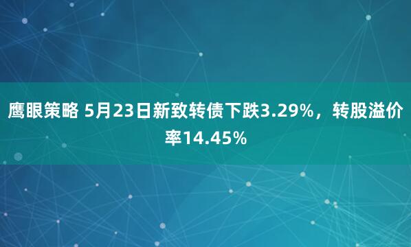 鹰眼策略 5月23日新致转债下跌3.29%，转股溢价率14.45%
